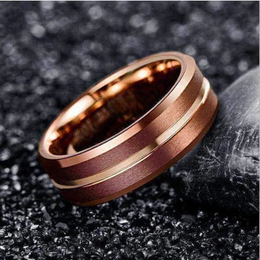 Orbit Rings Tungsten Carbide Rosegold Stream Brown